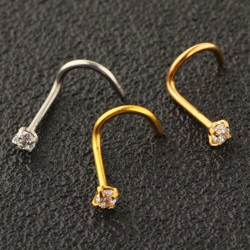 JUNLOPWY Silver Gold Rose Gold 20 Gauge Stainless Steel Nose Rings Studs Cartilage Tragus Earring Body Piercing Jewelry 100pcs