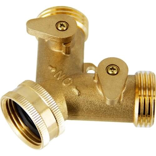 Hose Pipe Splitter 3/4 Inch Brass Garden Double Pass Ball Valve Splitter Hose Pipe Tap Connectors For Garden Irrigation Car Kit