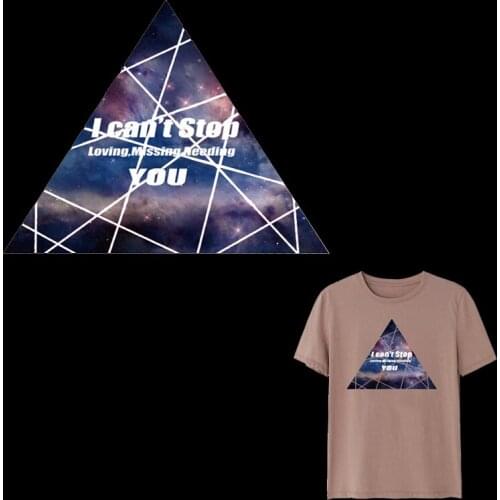 Iron on Transfer Triangle Patches on Clothing Diy Stripes 3D Girl Patch Heat Transfer for Clothes Decoration Stickers for Kids