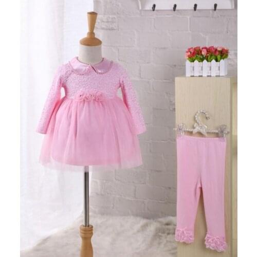 Top Quality Baby Girl Dresses Autumn 1 Year Birthday Wedding Party Girls Clothes Dresse with Pants 2pcs/set Christening Gowns