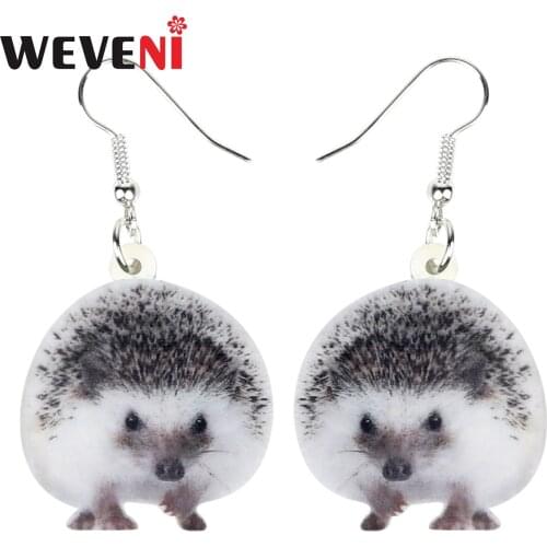 WEVENI Acrylic Cute Hedgehog Earrings Drop Dangle Uniuqe Animal Jewelry For Women Girls Teens Gift Charms Wholesale Bijoux Party