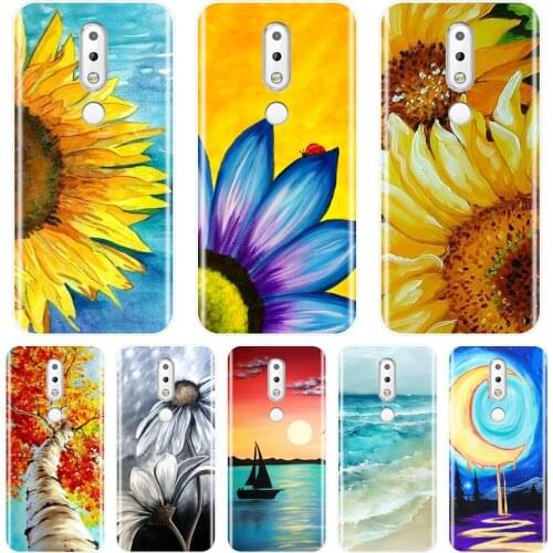 Back Cover For Nokia 2.1 3.1 5.1 6.1 7.1 Art Sunflower Flower Moon Silicone Soft Phone Case For Nokia 7.1 6.1 5.1 3.1 2.1 Plus