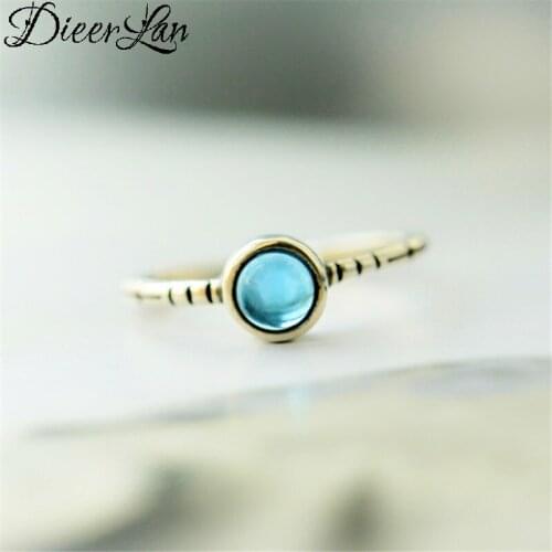 Trendy Bohemian Vintage Silver Color Blue Crystal Rings for Women Wedding Engagement Antique Ring Christmas Gift Anillos