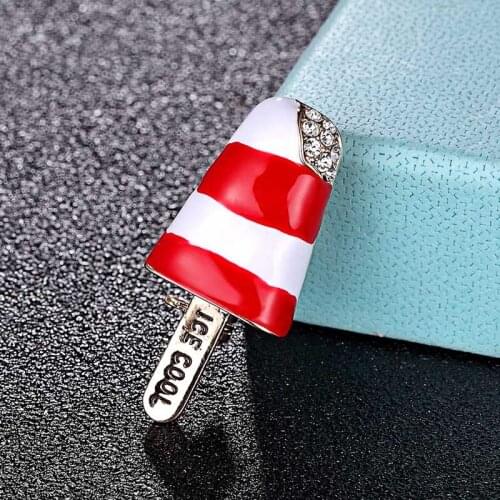 Zlxgirl fashion lovely Red Texture Enamel ice cool Shape Brooch Crystal Pins Brooches For Women Kids Scarf Clothes accessory