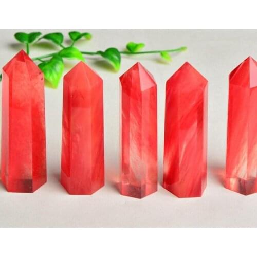 1 pcs Red Melting Stone hexagonal prism Crystal column Home furnishings