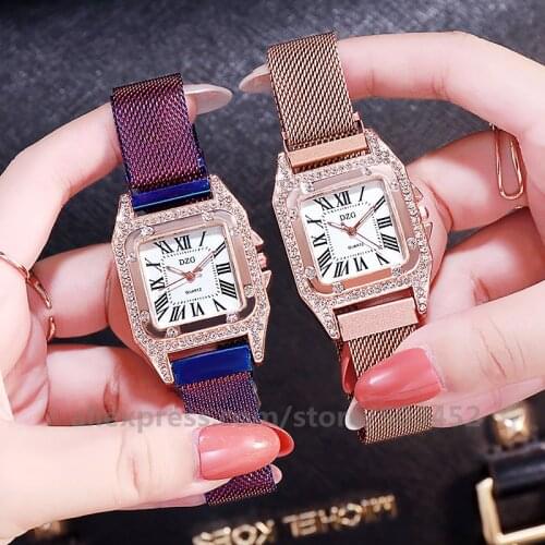 100pcs/Lot Luxury Rhinestone Crystal Women Watches Fashion Romantic Diamond Mesh Belt WristWatch Ladies Clock Montre Femme