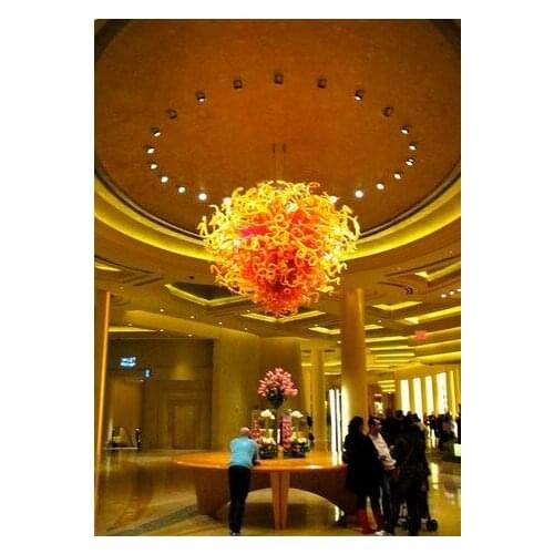 100% Mouth Blown Borosilicate Home Decorations Led Light Lving Room Glass Art Brass Chandelier Lighting