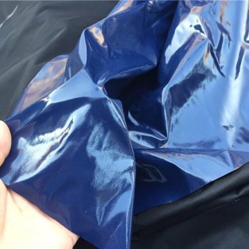 140cm*100cm Navy blue black leather fabric bright color thin pu soft stretch patent leather dance suit costume decoration fabric