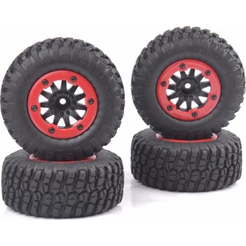 4Pcs/Set 1:10 Scale RC Short Course Ruber Tires Bead-Lock and Wheel Rims Accessories fit Slash HPI Car Model Toys