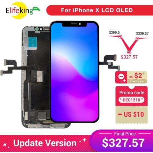 5pcs 100% Tested OLED For iPhone X LCD Display OEM Touch Screen With Digitizer Replacement Assembly Parts Black High Quality