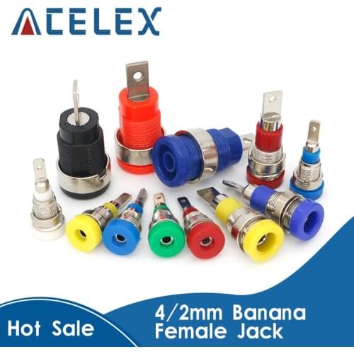5Pcs Brass 2mm Banana Female Jack Chassis Panel Mount Socket Connector for Non-Shrouded Banana Plug