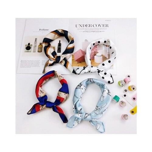 50*50cm New Multi-Color Stripe Printed Small Square Scarf Womens Korean-Style Ever-Changing Professional Scarf