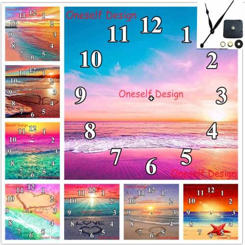 5d diamond painting cross stitch clock beach diamond embroidery full set heart Mechanical clock diamond mosaic diamond art kit