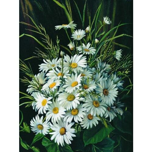 5D Full Square Round Diamond Painting Daisy Cross Stitch DIY Mosaic Chrysanthemum Bonsai Wall Decoration Home