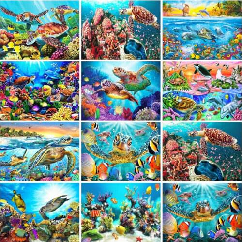 AZQSD Diamond Painting Turtle Cross Stitch Full Square Diamond Embroidery Animal Home Decor Handmade Needlework Rhinestones