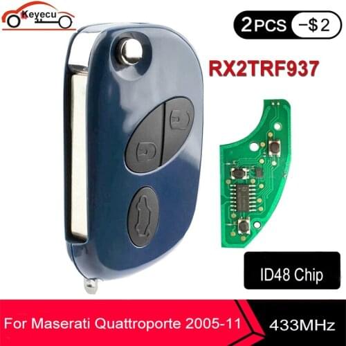 KEYECU Flip Keyless Remote ASK 433MHz ID48 Chip Replacement Fob for Maserati GranTurismo Quattroporte 2005-2011 FCCID: RX2TRF937
