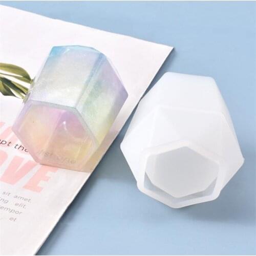 Pen Holder Silicone Casting Mold DIY Epoxy Resin Hexagonal Storage Bucket Mould Candle Pot Clay Concrete Molds Craft Home Decor