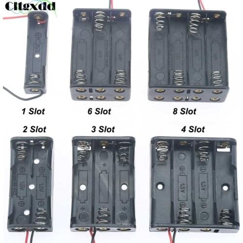 Cltgxdd 1PCS AAA 15V 1 2 3 4 6 8 Slot Battery Holder Case Double Side Spring Clip W/ Wire Lead Back By Back Plastic Battery Box