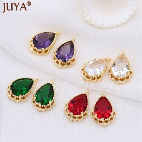 DIY Jewellery Accessories Crystal Water Drop Pendants Exquisite Zircon Charms For Women Handmade Necklace Crafts Supplies