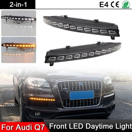 Dynamic LED DRL light for Audi Q7 2010-2015 Function as Dynamic Yellow Turn Signal light Car DRL LED Daytime Running Light