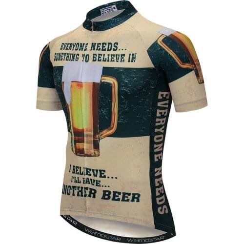 Cycling Jerseys Men Beer Printing MTB Bike Shirts Summer Breathable Riding Clothing Quick Dry Anti Sweat Tops Uniform