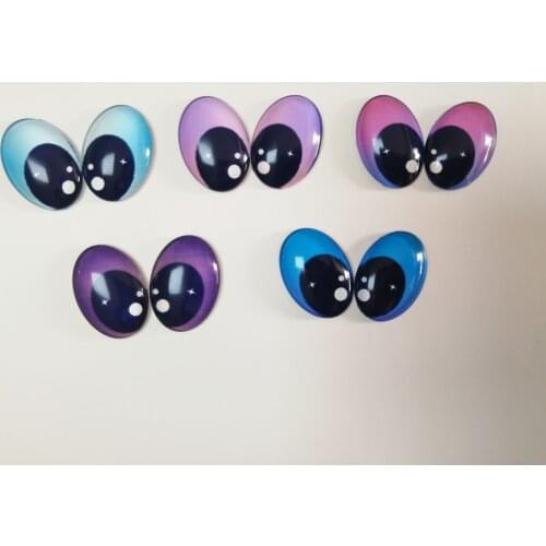 5pairs/lot exclusive design 10x14mm 13x18mm 18x25mm 20x30mm oval glass cartoon eyes flat back for kids toy diy --style option