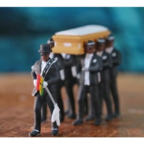 Cosplay Ghana Dancing Pallbearers Coffin Dance Figure Action Funeral Dancing Team Display Funny Accessories 1/64