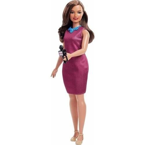 Barbie Doll 60th Anniversary Career Dolls News Reporter-Barbie Teaches Professions-Journalist Brown Hair- Plus Size Barbie