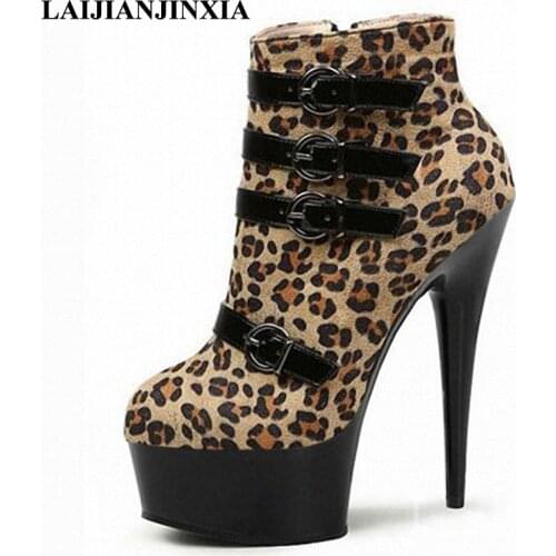 LAIJIANJINXIA New Sexy 15cm High Heels Night Club Party Queen Dance Shoes Platform Women Dress Pole Dance Pumps Ankle Boot Shoes