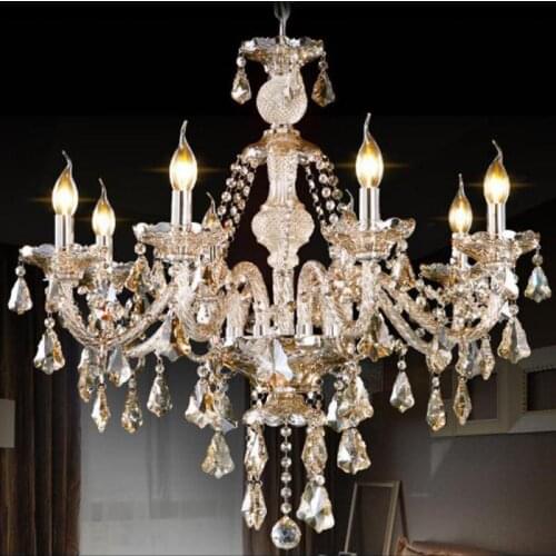 Shop window 8/10 head Large cognac Crystal Chandelier for hallway living room chandelier E14 led candle project hanging lighting