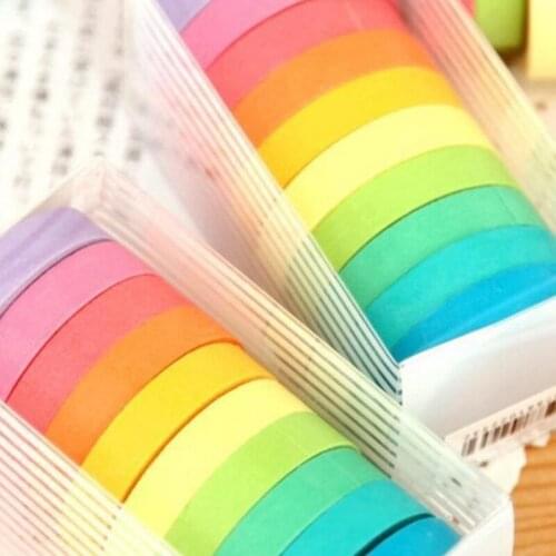 10 Pcs/Set Cute Tape Solid Color Masking Tape Decorative Adhesive Tape Sticker Scrapbooking Planner Stationery