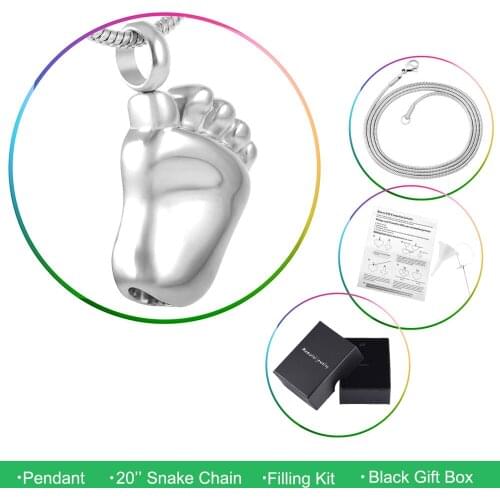 MJD8041 Baby Foot Stainless Steel Cremation Ashes Keepsake Memorial Urn Pendant for Child Souvenir Gift