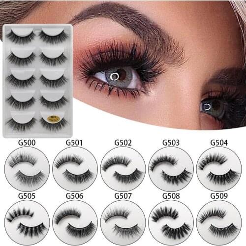 False Eyelashes 3D Imitation Mink 5 Pairs Natural Eyelashes Elongated Thick Makeup Beauty Extension Tools