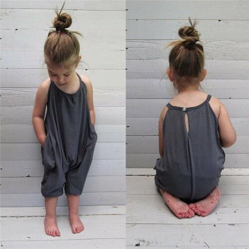 3-8Y Infant Baby Girl Summer Clothes Casual Overalls Toddler Kids Baby Girls Strap Rompers Jumpsuit Harem Pants Trousers Cotton