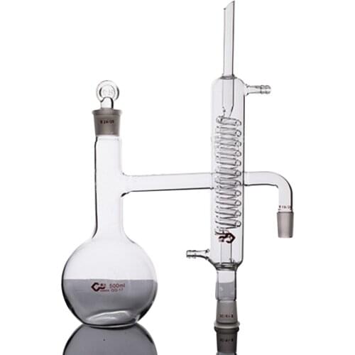Flat bottom flask distiller Distillation experiment Chemical instruments Teaching demonstration High borosilicate glass Glasswar