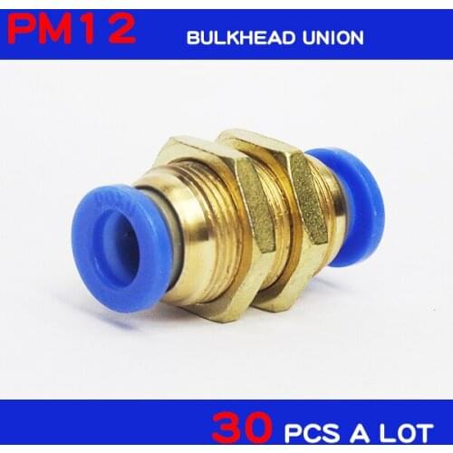 PM12 Free shipping 30Pcs 12mm OD Tube M Thread Full Port Pneumatic Quick Fittings pneumatic connectors