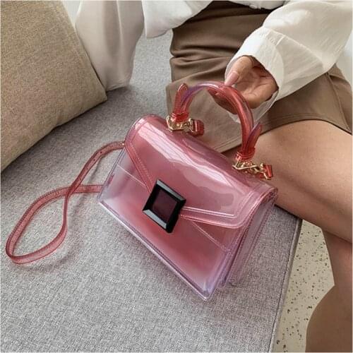 Luxury Clear Jelly Womens Handbag Fashion Pvc Candy Color Crossbody Bags for Women 2021 Designer Transparent Shoulder Bag Purse