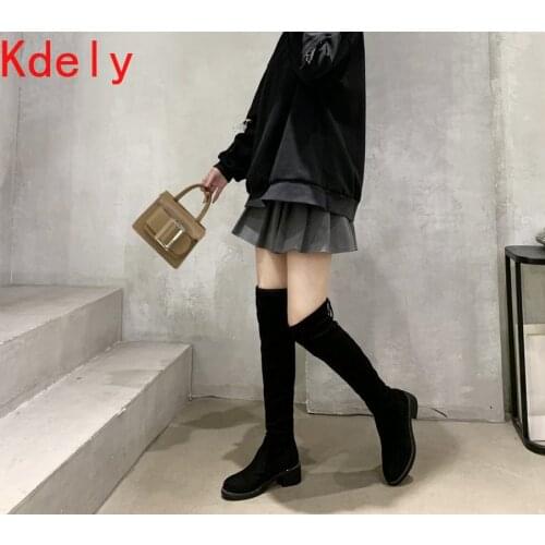 Thigh High Boots Female Winter Boots Women Over The Knee Boots Flat Stretch Sexy Fashion Shoes 2020 Black Botas Mujer