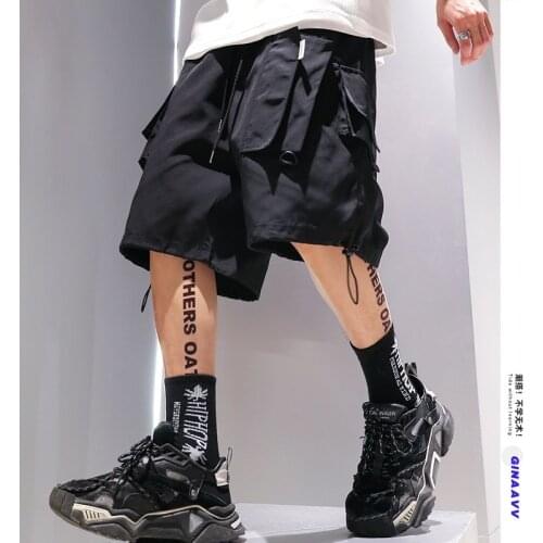 Summer Thin Cargo Shorts Multi-Pocket Hip Hop Casual Pants Fashion Clothing Kpop Korean Clothes Loose Shorts For Men Streetwear