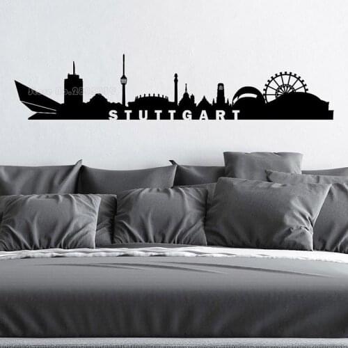 Stuttgart City Skyline Decal Vinyl Wall Stickers German City Silhouette Murals Home Living Room Bedroom Office Decoration LL2575