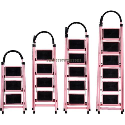 New Floor Type Warehouse Appliances, 4-layer Household Folding Ladder, Movable Foot Pedal, Balcony Cleaning, Straight Ladder Fol