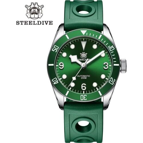 Steeldive SD1958 Ceramic Bezel Stainless Steel Case 200m Waterproof Japan NH35 Automatic 41mm Mens Dive Diver Watch Reloj