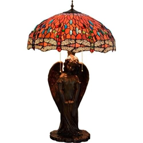LED Tiffany Angel Resin Iron Glass LED Lamp.LED Light.Table Light.Table Lamp.Desk Lamp.LED Desk Lamp Art Deco For Bedroom
