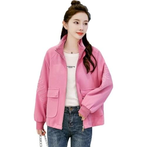 Streetwear Sweatshirt Harajuku Womens New Loose Casual Cute Pocket letter Long Sleeve Cardigan Top Clothes Female Plus Size Coa