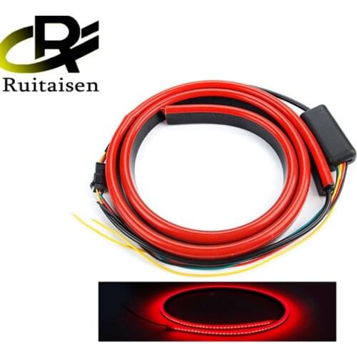 12V Red Universal LED Car Third Brake Light Flexible LED High Additional Stop Light With Turn Signal Running Functions