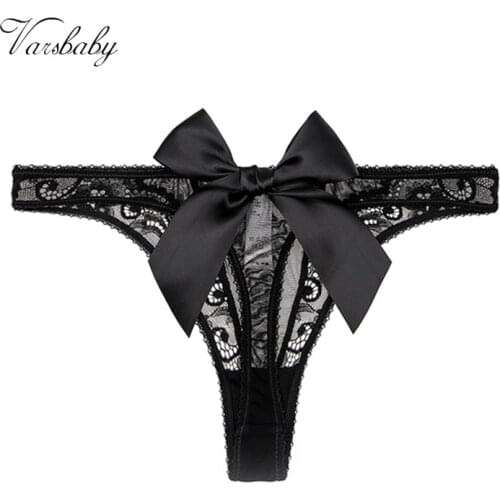 Varsbaby Lace Big Bow Beautiful Thongs Breathable Woman Panties 3 PCS /Lot