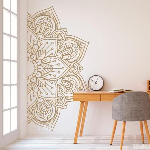 Mandala In Half Vinyl Wall Decal Mandala Art Decal Removable Yoga Decor Master Bedroom Decals Boho Bohemian Decoration C32
