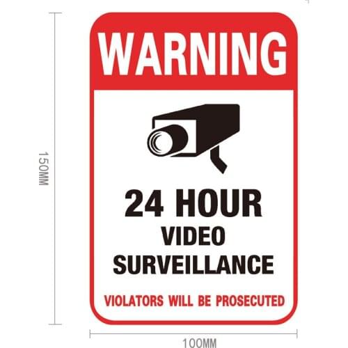 5Pcs Waterproof Video Camera Surveillance Security Stickers Decals Safety Alarm Signs Decal Warning Mark Public Area Security