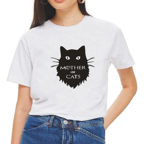 Ladies Cartoon Print Tee Shirt Cotton Tops Summer New Fashion Harajuku Funny T-shirt Women Street White Black T Shirt Femme