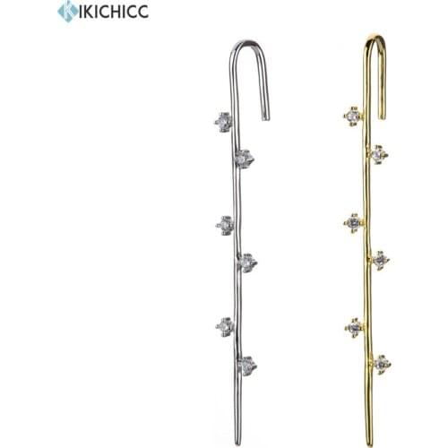 Kikichicc 925 Sterling Silver Long Ear bar Luxury Thread Ear Pin Cuff Earring Cool Punk Rock Ear Long Women Fashion Jewelry